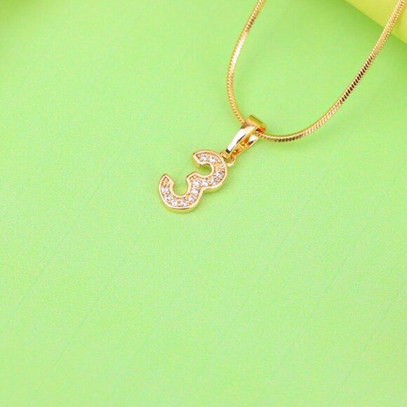 "Rose Gold Number 3 Pendant with Crystals – 18K Gold Plated Charm, XPPT1343 - Picture 12 of 13